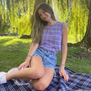 Vintage Purple Grid Tank Top